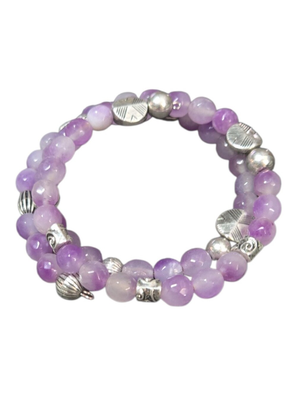 Lavender Jasper Memory Wire Bracelet — AAA Natural Stone • Artisan Made 411 - Picture 4 of 4